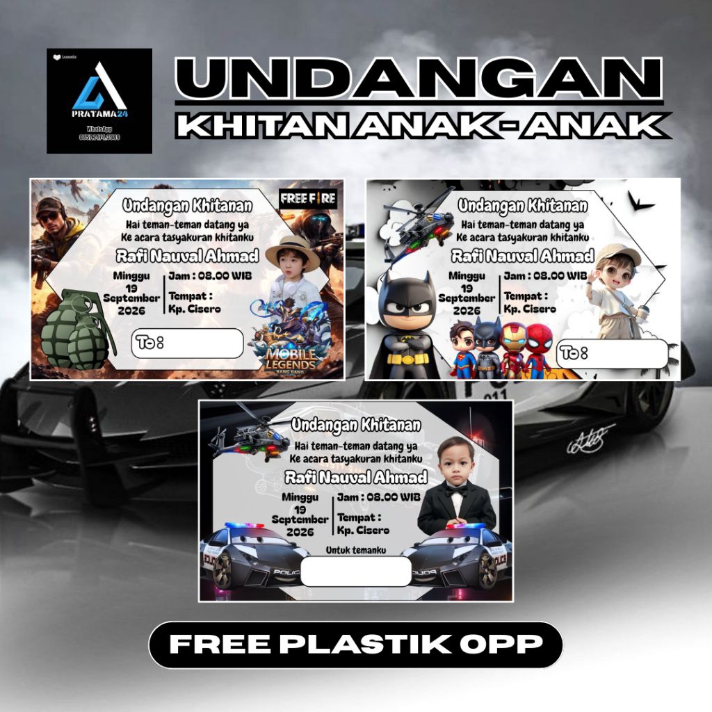 Undangan khitan anak/undangan permen/undangan khitan minimalis/undangan khitan mini