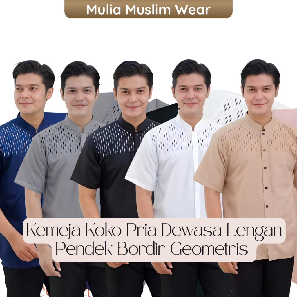 Baju Koko Pria Lengan Pendek Bordir Jasuke | Kemeja Koko Dewasa Motif Layang-Layang | Koko Pria Mode