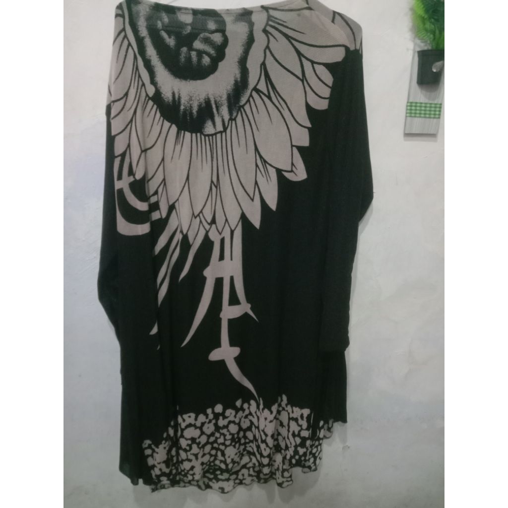 Atasan Tunik Wanita Import / Blouse Lengan Panjang Motif Bunga Matahari Elegant