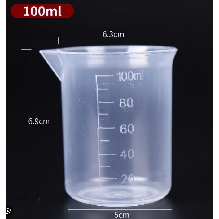 GELAS BEAKER PLASTIK GELAS UKUR GELAS LABORAT GELAS KIMIA GELAS TAKAR 100ML Gelas Ukur Plastik 100ml