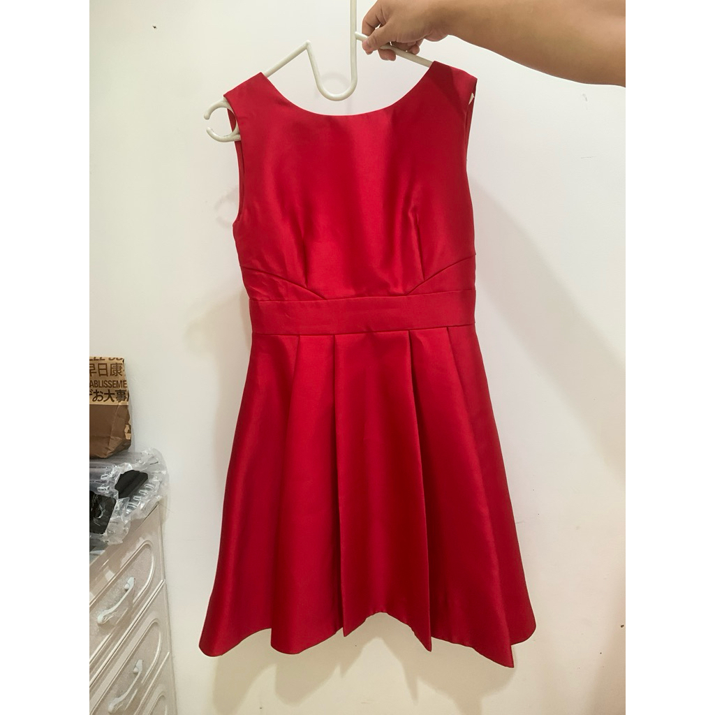 gaun merah pesta red dress party elegant premium cny baju imlek or engagement