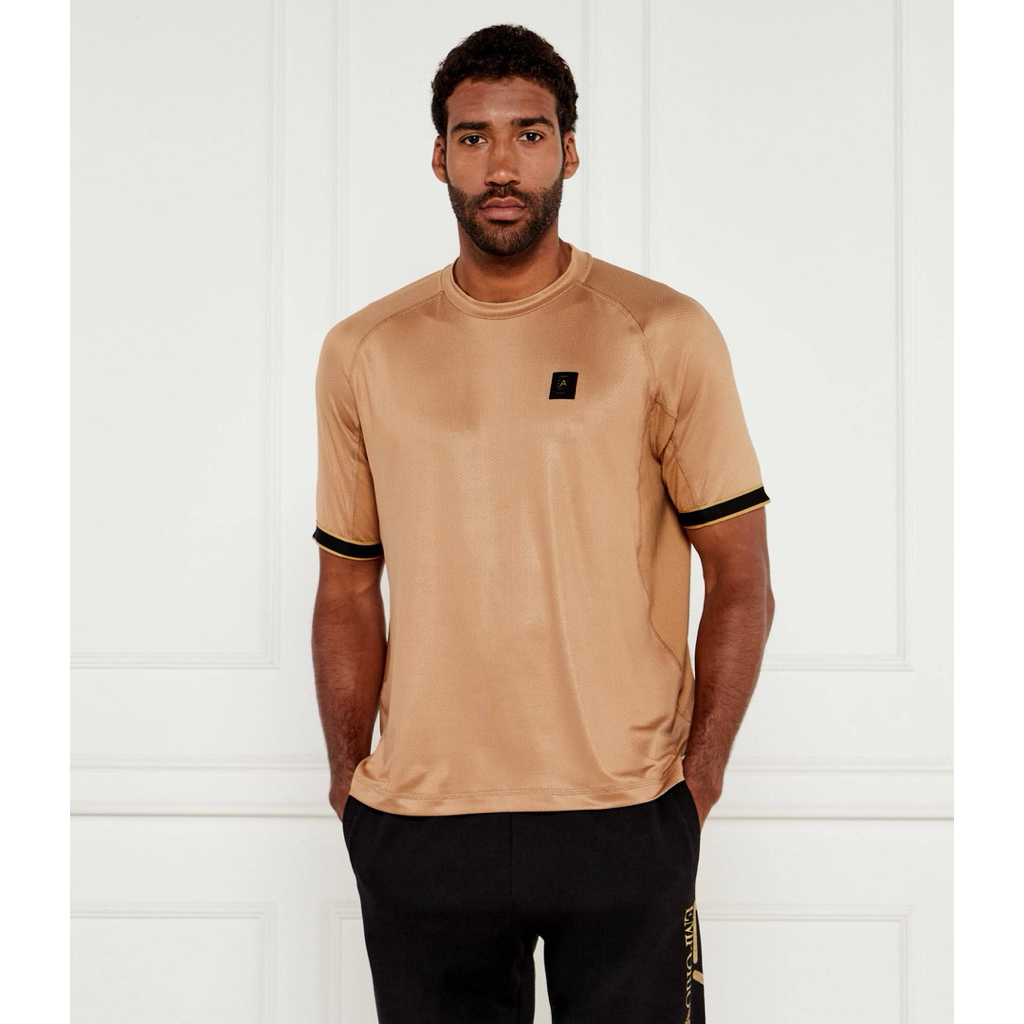 KAOS PRIA - SHIRT IN JACQUARD BEIGE BY’ea7 ORIGINAL AUTHENTIC