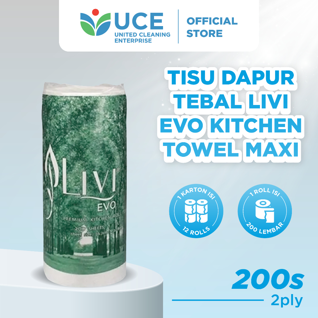 Tissue Dapur Tebal LIVI EVO Kitchen Towel Maxi isi 200 lembar (2ply)