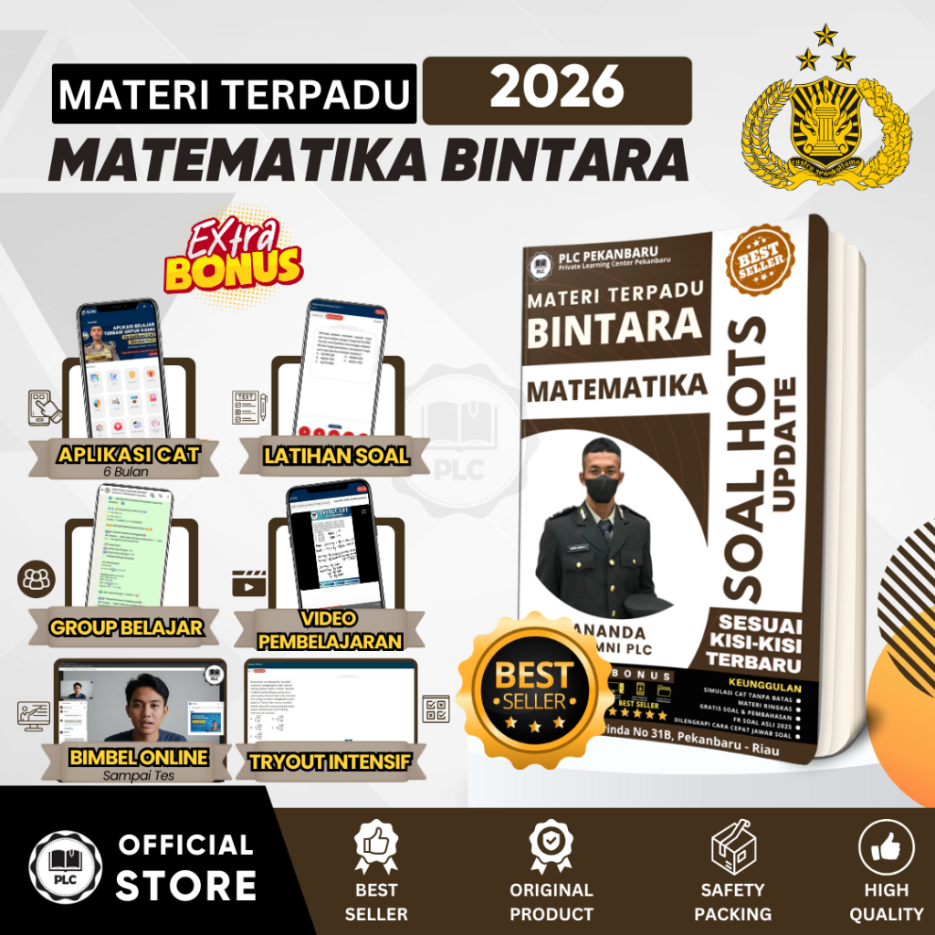 PLC - Buku Materi & Bank Soal HOTS Matematika Persiapan Tes Masuk Bintara POLRI 2026