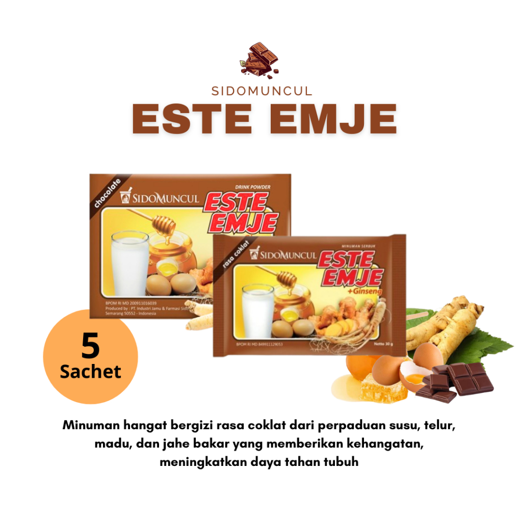 Este Emje Rasa Coklat Sidomuncul 5 Sachet STMJ Susu Telur Madu Jahe Wangi Telur Gingseng Minuman Kes