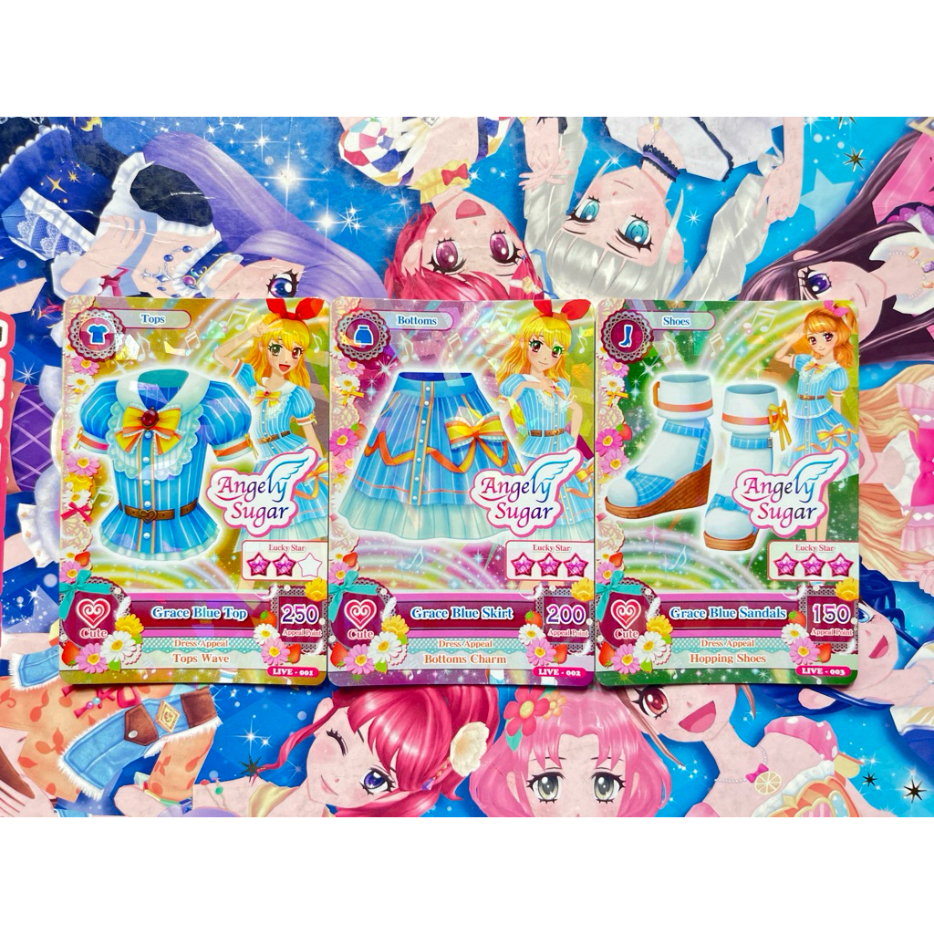 Kartu Aikatsu Grace Blue Set Ichigo Hoshimiya Akari Ozora Indonesia Version Super Rare Angely Sugar 