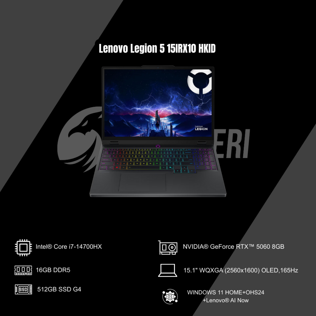 Lenovo Legion 5 15IRX10 HKID Core i7 14700HX 16GB 512GBSSD RTX5060 WIN11 OHS24