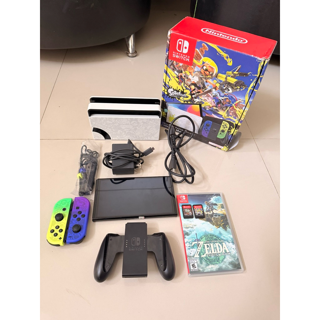 FULL SET Nintendo Switch Oled Splatoon 3 Special Edition Console Game OFW Second
