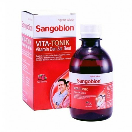 SANGOBION Vita-Tonik Syrup Suplemen Anemia Multivitamin 400ml Rasa Cranberry