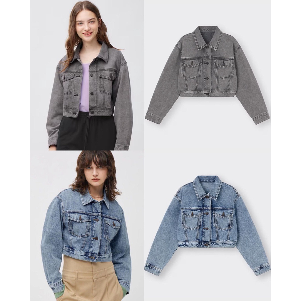 Jaket Denim Jeans Wanita Crop GU Outer