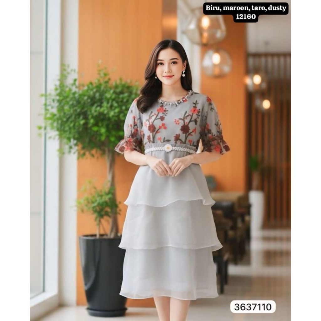 Dress pendek tile kombinasi