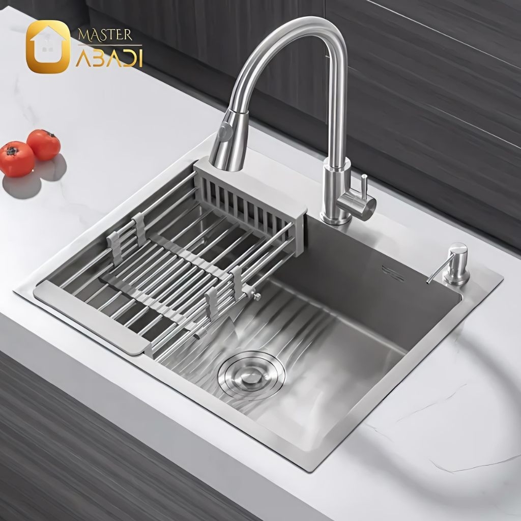 Kithen Sink Stainless 6045 GOLDEN HAND + Kran Tarik Fleksibel / Bak Cuci Piring + KRAN TARIK Fleksib