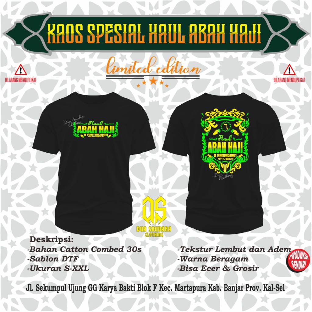 (TERBARU)BAJU KAOS DEWASA HAUL ABAH HAJI/ABAH GURU ZUHDI LENGAN PANJANG COTTON COMBED 2026