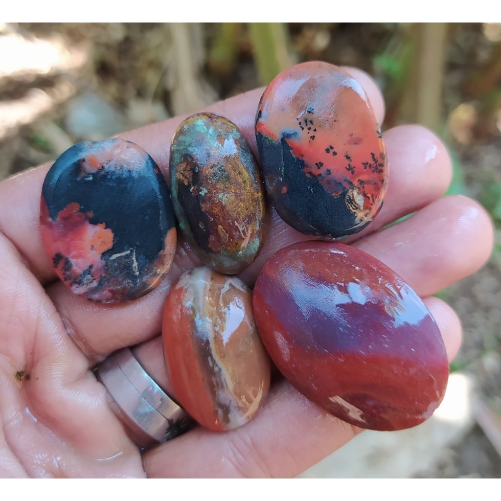 (COD) Batu akik varian pancawarna batu garut cristal clasik baru pola halua borongan hemat