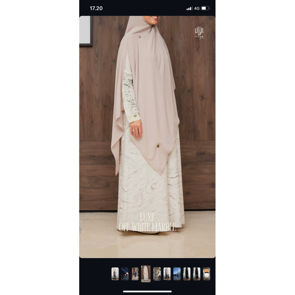 itsar syari Mecca abaya marble luxe white LXL