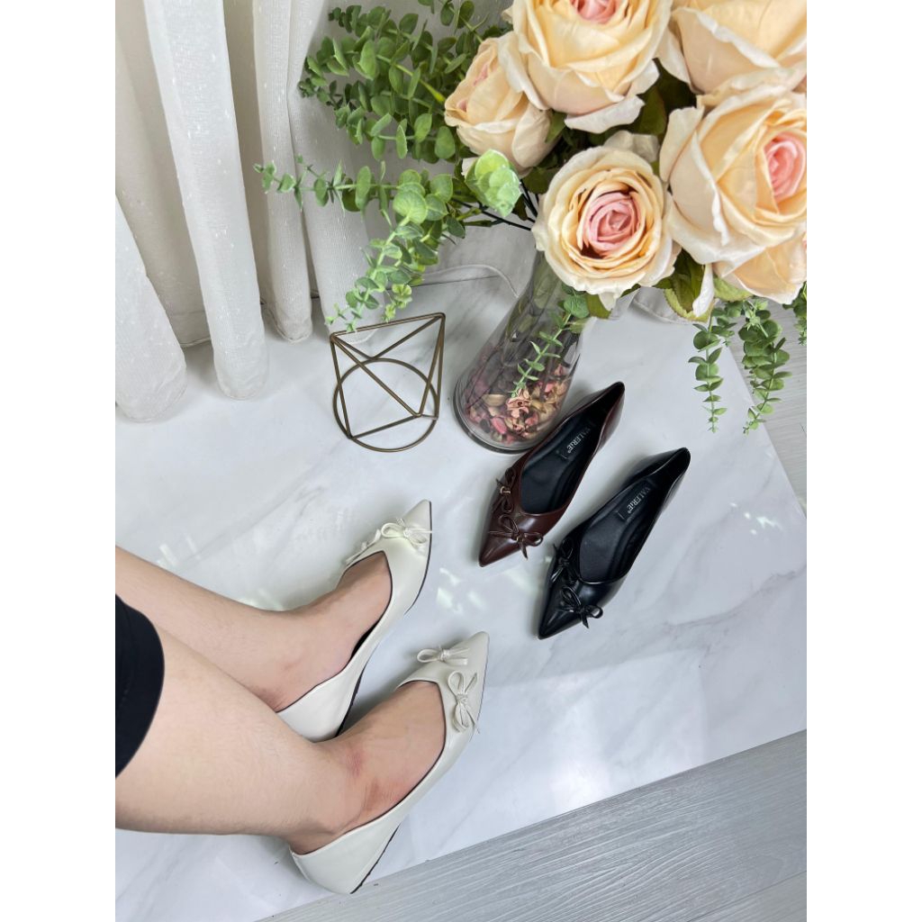 LEVANNA - FLAT SHOES TALI BELAKANG PITA WANITA SIMPLE | sepatu flat wanita tali belakang simple anti