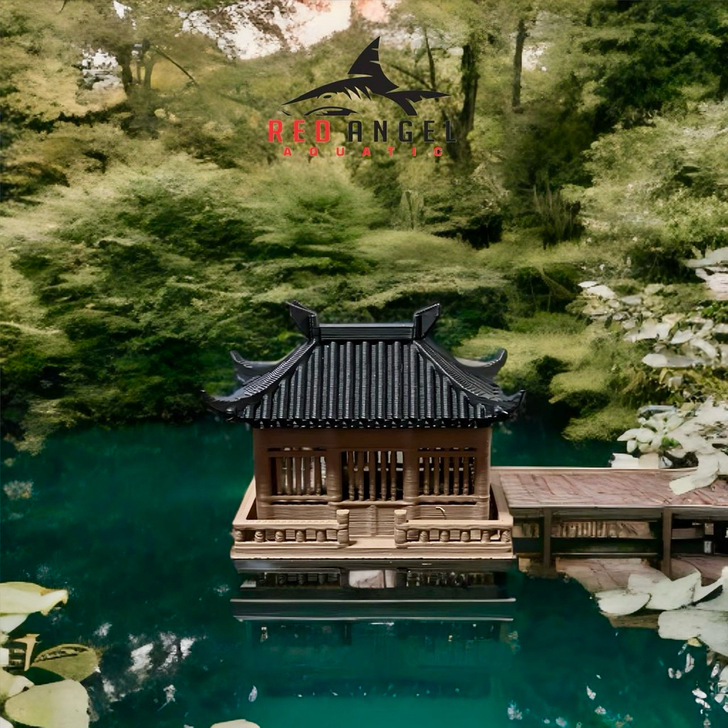 miniatur rumah kecil tepi danau hiasan diorama paludarium aquascape