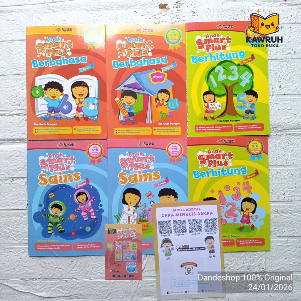 (Paket 6 Buku) Anak Smart Plus Sains - Usia 5-6 Tahun - Buku Aktivitas Anak PAUD TK Erlangga For Kid