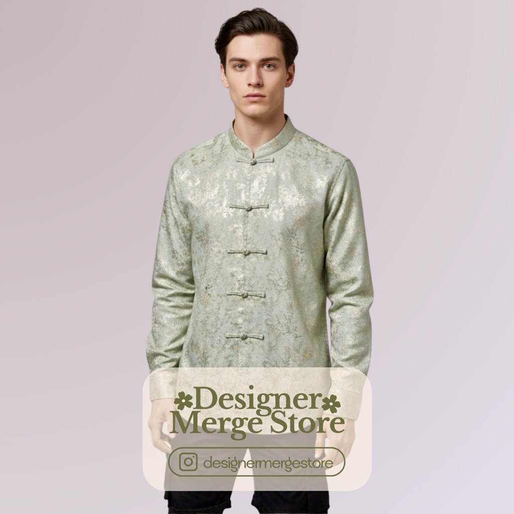 [PRELOVED] Cheongsam Pria – Hijau Teal Oriental Statement Look