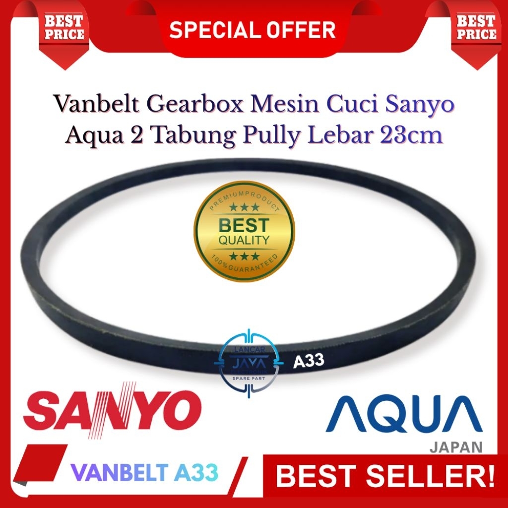 A33 Vanbelt Gearbox Pully Lebar 23cm Mesin Cuci Sanyo Aqua 2 Tabung – Top Quality Sparepart