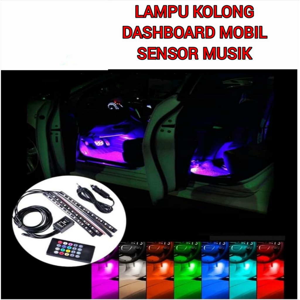 LAMPU RGB KOLONG DASHBOARD MOBIL SENSOR MUSIK