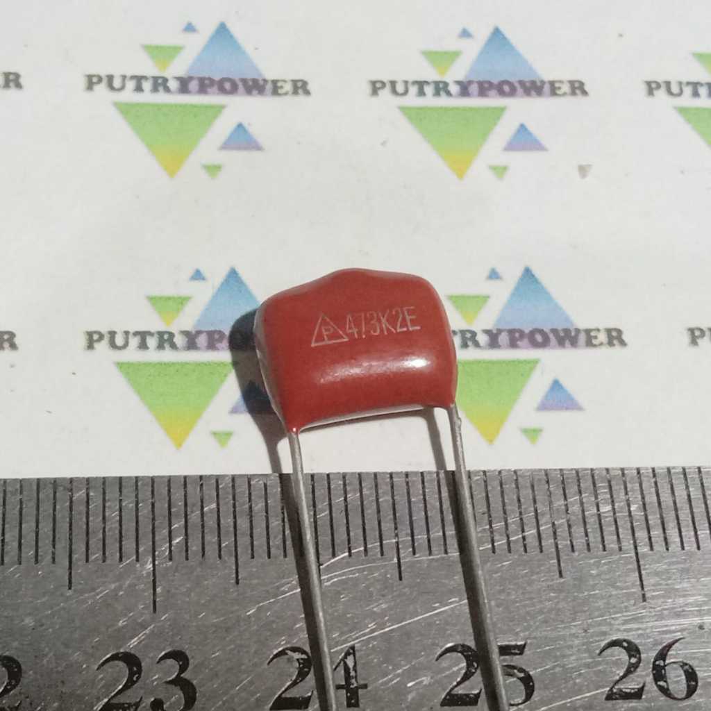 P  473K2E 10mm 473 250V mylar MERAH  kapasitor 47nf 47n milar capacitor 47 nf  n 473K 250V