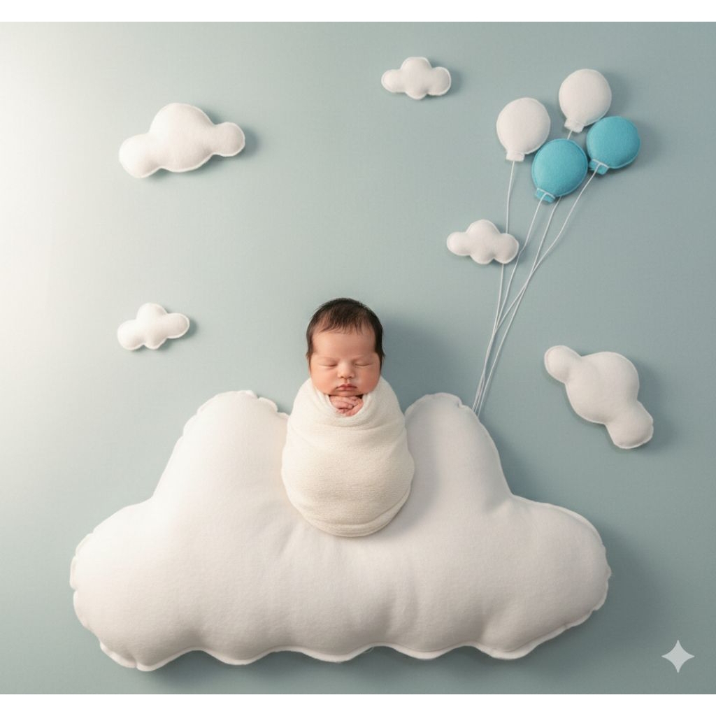 properti foto background baby newborn foto bayi tema awan