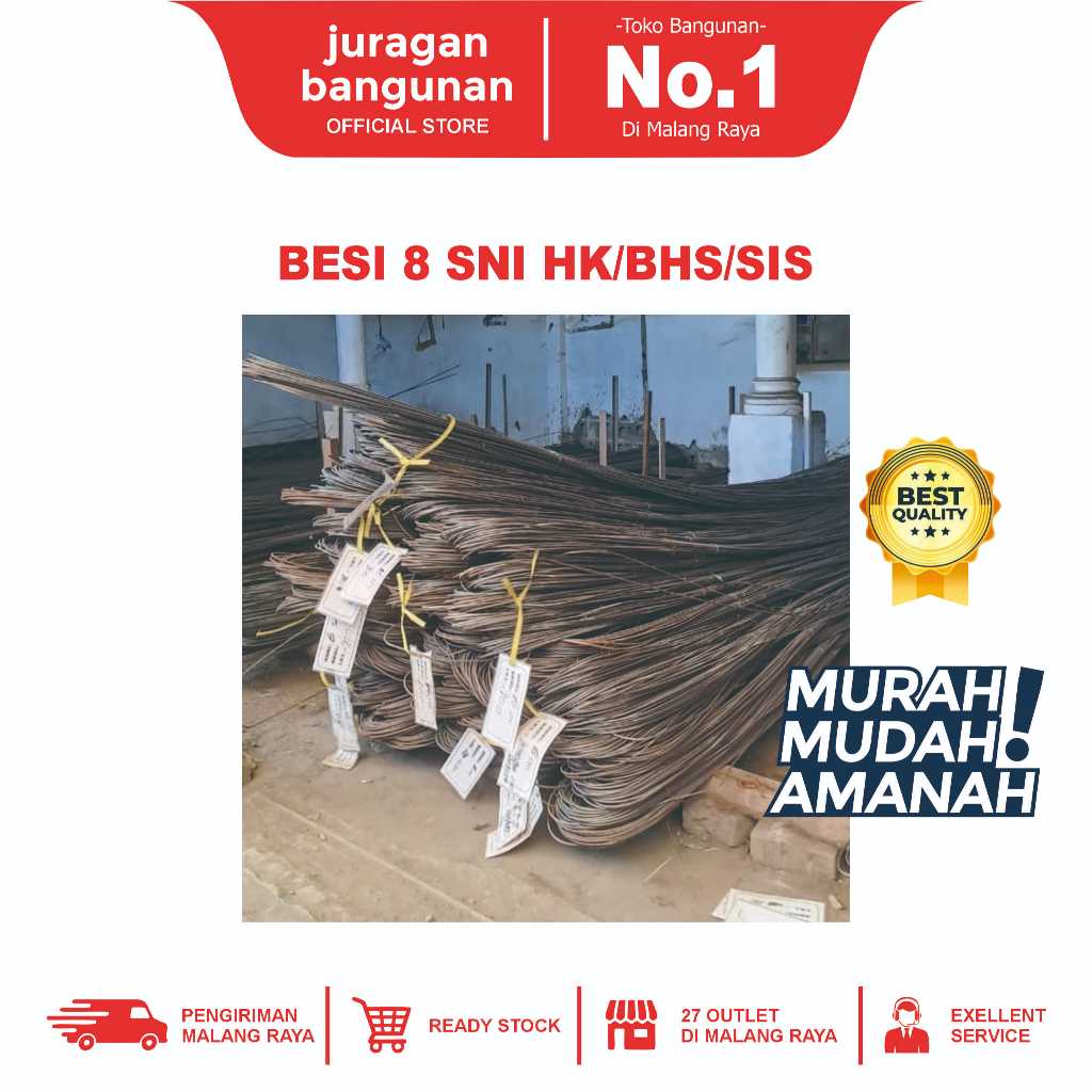 BESI BETON 8 SNI A - BESI BETON MALANG - BESI BETON MURAH MALANG - BESI BETON 8 SNI A MALANG