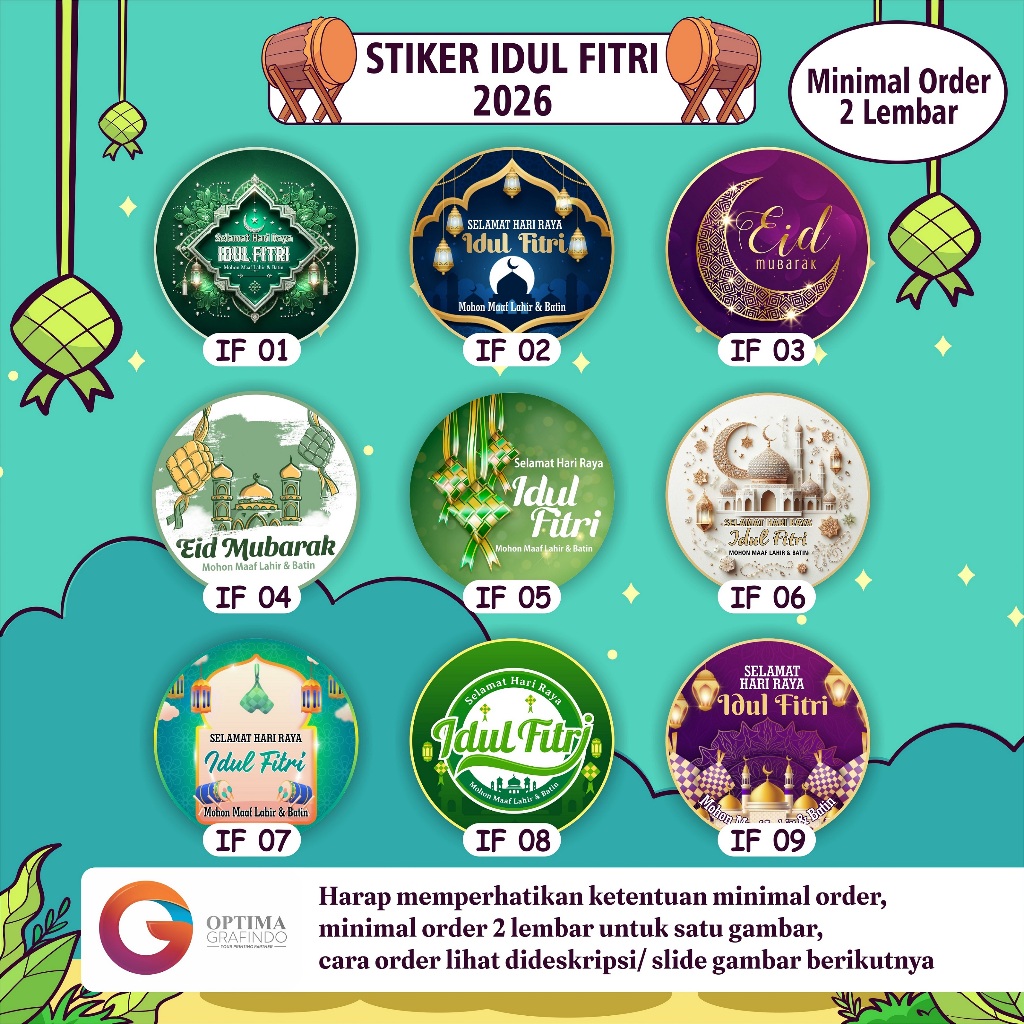 Cetak Stiker Idul Fitri | Stiker Lebaran Eid Mubarak |  Stiker Hampers Idul Fitri | Stiker Lebaran |