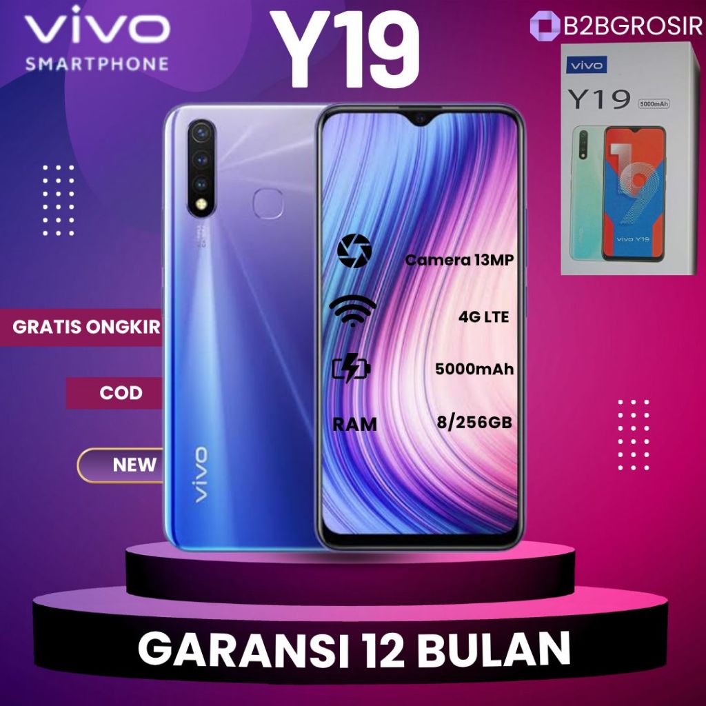 [MP] VIVO Y19 HP Murah Cuci Gudang Smartphone RAM 8GB+256GB 6.53 inch Baterai 5000mAh