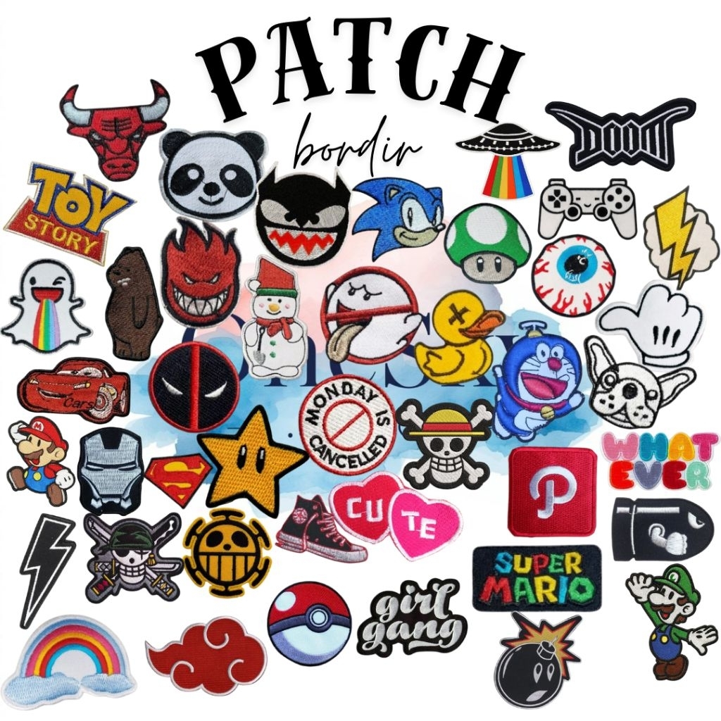 Patch Bordir Kartun & Logo | Emblem Bordir Tempel / Jahit | Aksesoris Tas Jaket Topi Sepatu