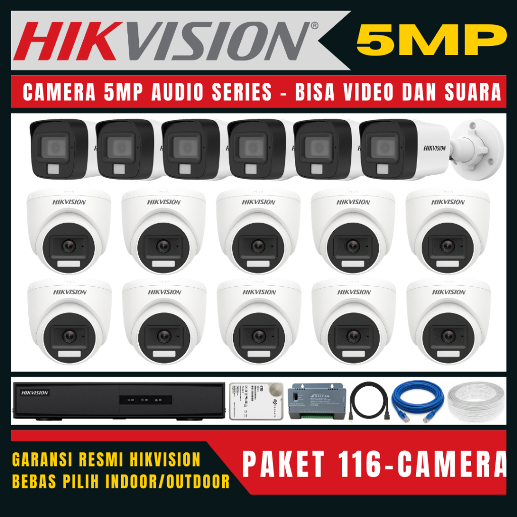 paket cctv hikvision 5mp audio 1 channel sampai 16 channel paket kamera cctv