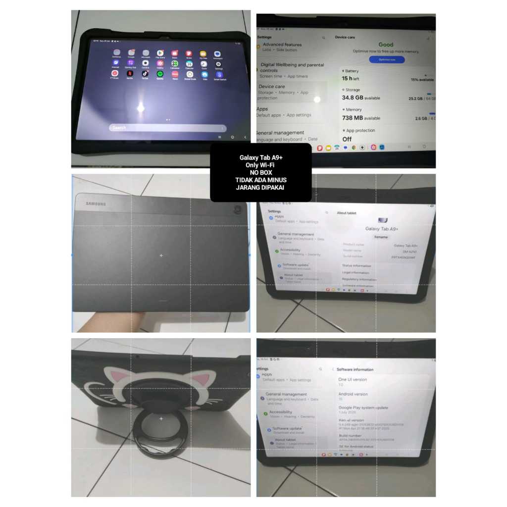 Samsung Galaxy Tab A9+ WiFi Tablet 11 inch NO BOX NO MINUS | LAPTOP Asus X543U - Second TIDAK ADA MI