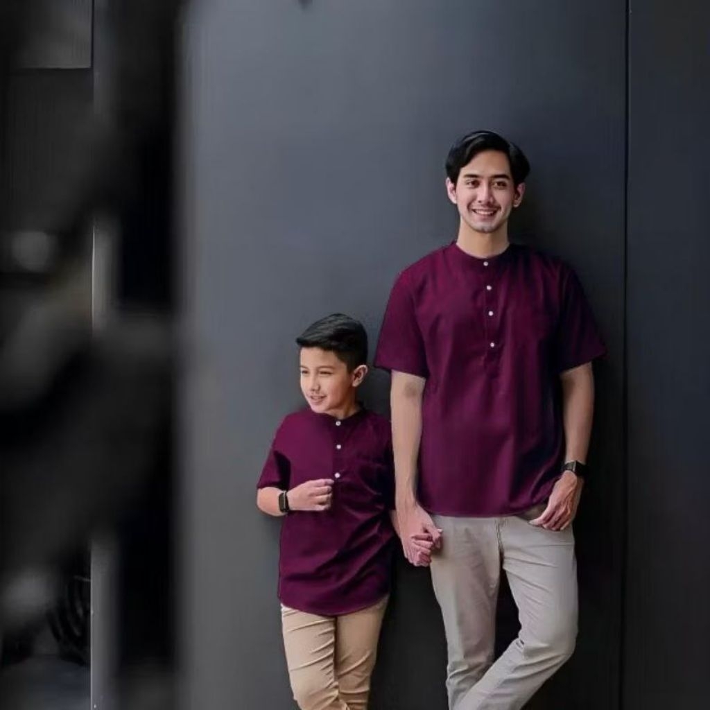 Baju Koko Polos Couple Ayah Dan Anak yang Lagi Trend Bahan Katun