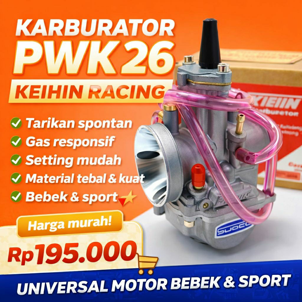 Karburator PWK 26 Keihin Racing | Karbu PWK 26 Universal Motor Bebek & Sport | Gas Responsif