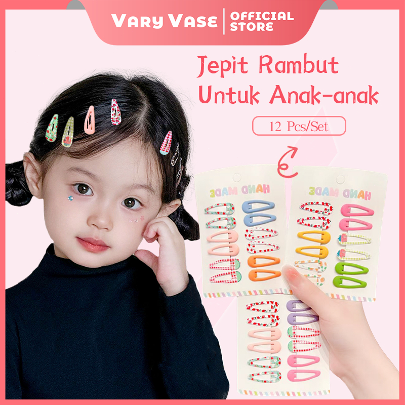 Vary Vase Jepit Rambut Rambut Bayi Lucu 12 Pcs/Set Jepit Poni Korea Style Jepitan Rambut Bayi Fashio
