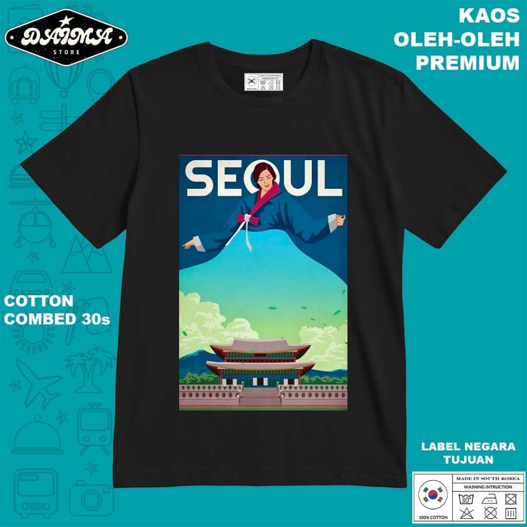 KAOS OLEH OLEH KOREA 58 PAKAI TAG LABEL KOREA ASLI BAJU SOUVENIR PREMIUM GIFT