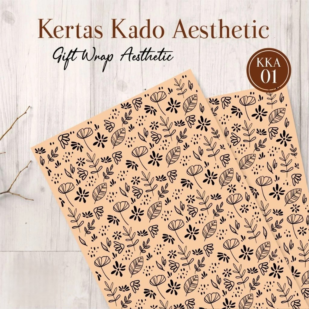Kertas Kado Kraft Motif Aesthetic Vintage - Wrapping Paper Samson Untuk Gift Box & Buket Bunga