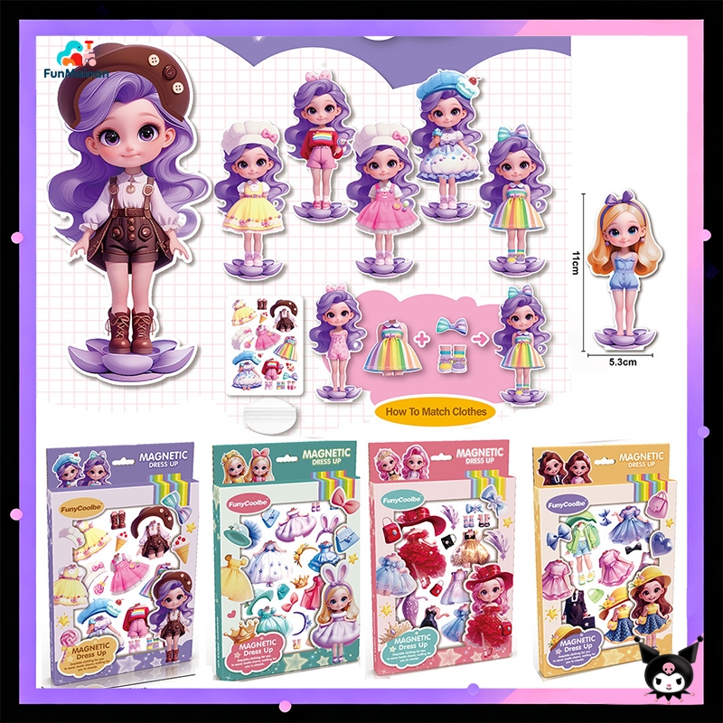 Mainan Dress Up Putri Diy Premium Buku Stiker Ganti Busana & Makeup Diy Magnetic Mini Quiet Book