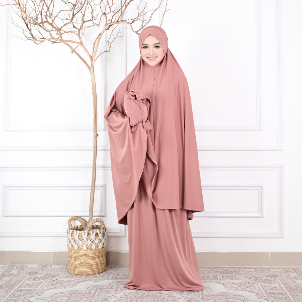 AULIA Mukena Dagu Polos Tali Premium, Mukena Tazbiyah dan Mukena Athifah Jersey Dewasa Adem Nyaman S