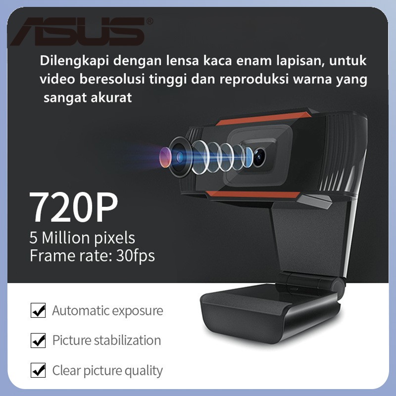 ASUS Webcam PC komputer HD 720P 4k with Mic/usb kamera