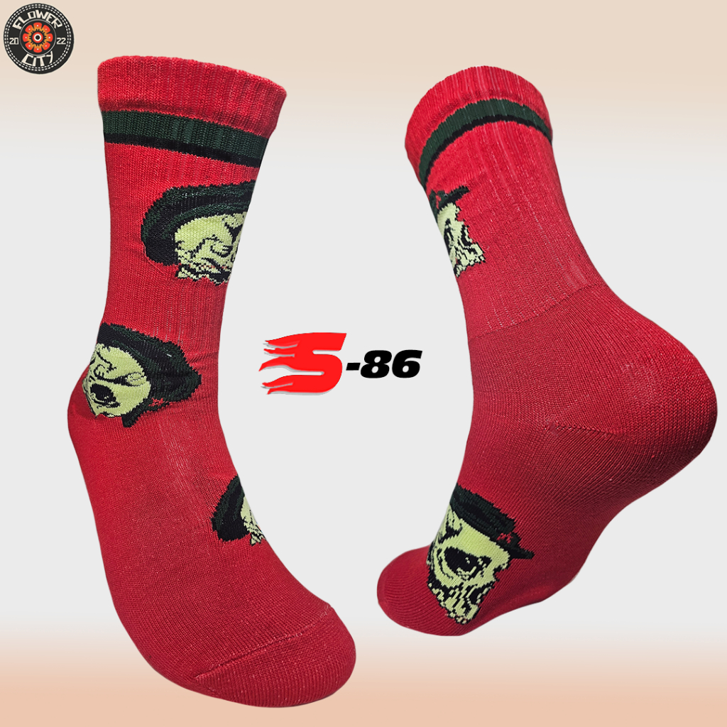 Kaos Kaki Oldschool - Kaos Kaki Seri S - S86 - RED SKULL C - Flower.City