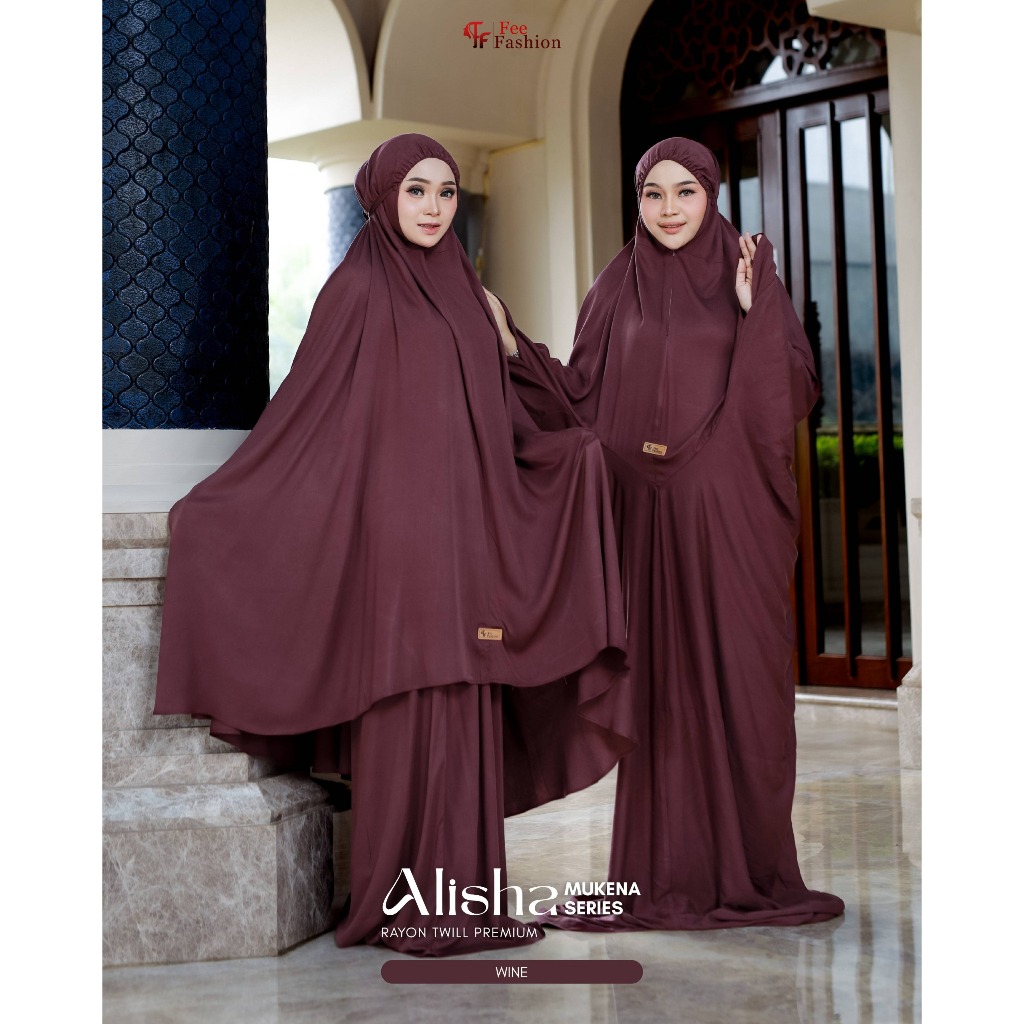 Alisha mukena series, mukena fee fashion, mukena polos, mukena adem