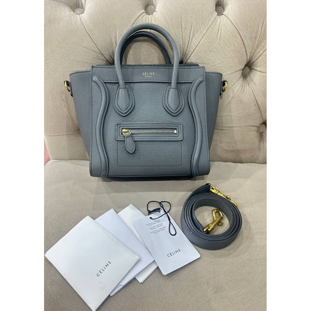 (PRELOVED) Celine Nano Luggage Grey GHW 2018