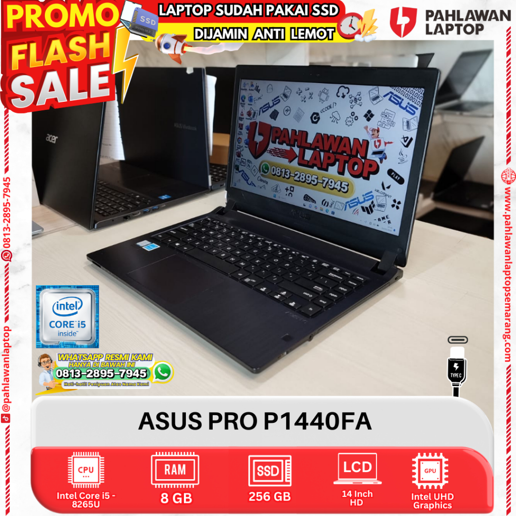 LAPTOP ASUS PRO P1440FA Core i5 GEN 8 RAM 8GB SSD 256GB HDD 1TB