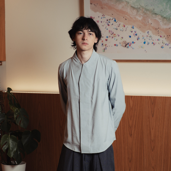 BASTOH Nayef Warna Ashblue Baju Koko Pria Dewasa Lengan Panjang