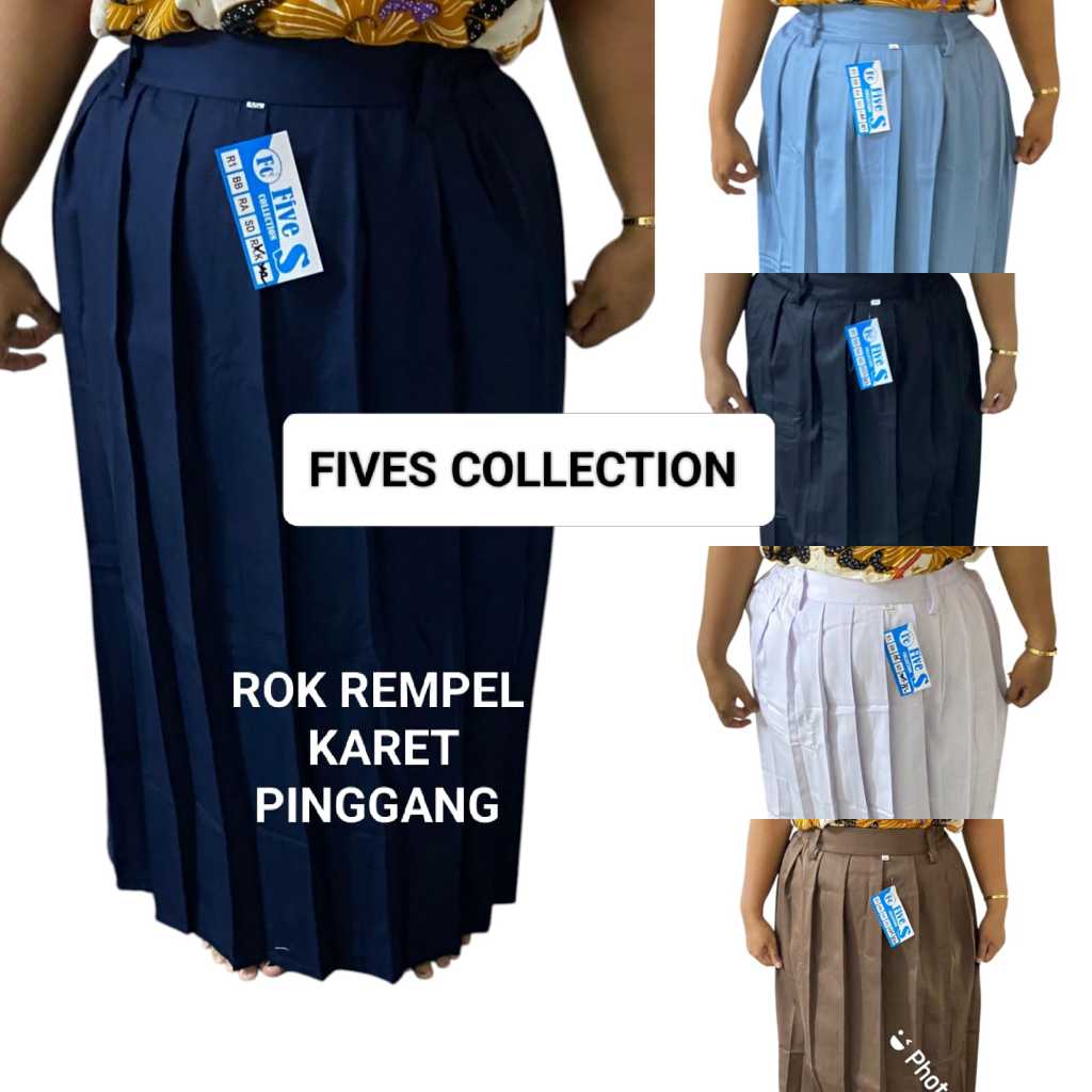 FIVES COLLECTION SERAGAM SEKOLAH ROK Panjang Rempel lipat SMP/SMA/SMK/Kuliah/Pembina/Kerja biru hita