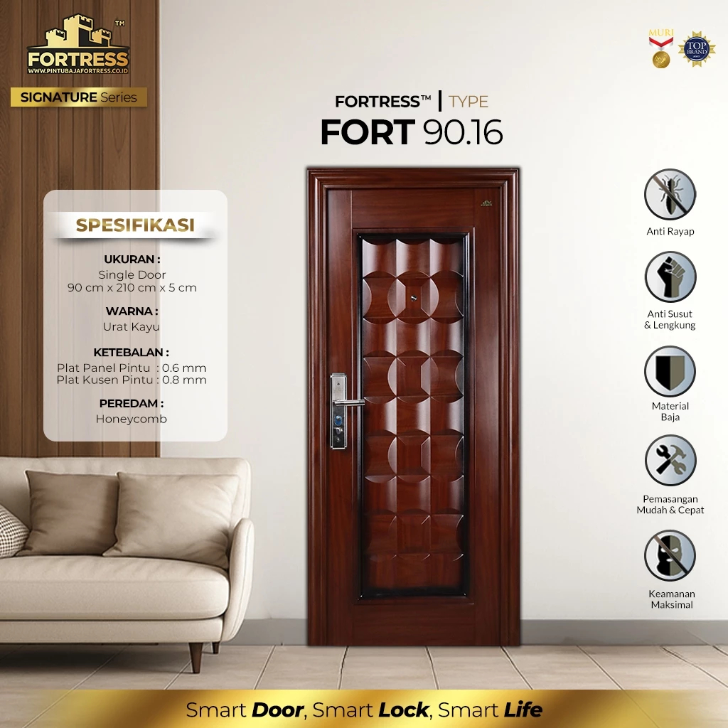 FORTRES Pintu Baja 90.16 Pintu Anti Maling/Pintu Besi/Pintu Panel Fullset