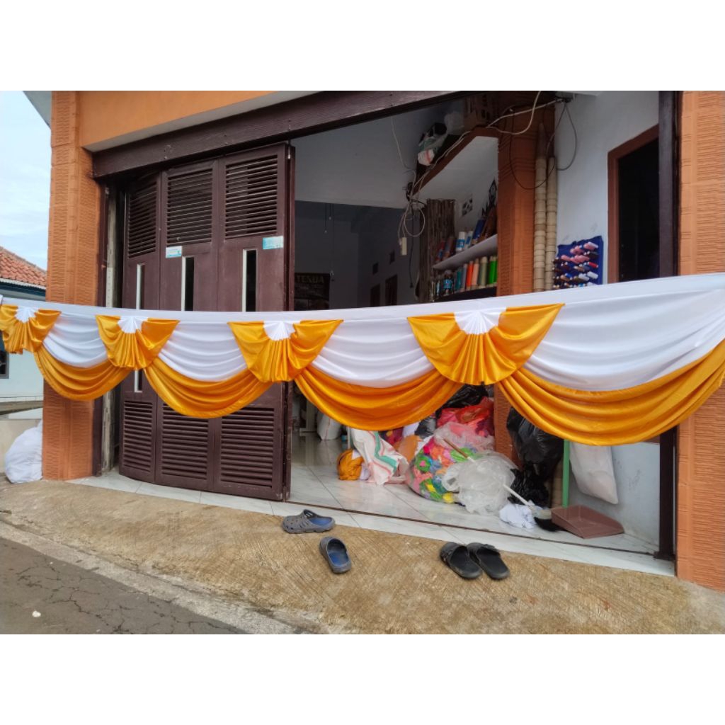 rumbai tenda kipas panjang 4 meter || putih gold