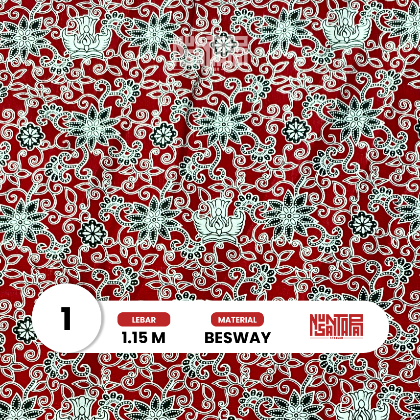 KAIN BATIK SEKOLAH MOTIF BUNGA RAMPE VARIANT WARNA MERAH